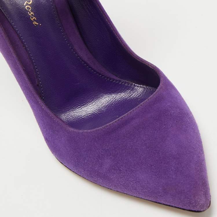 Pre Owned Gianvito Rossi Purple Suede Ankle Strap Pumps Size 38