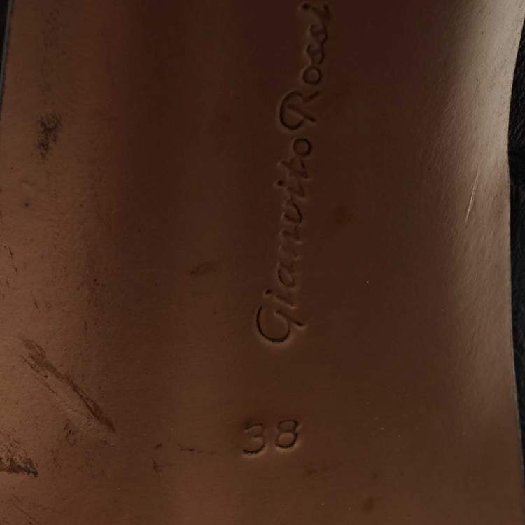 Pre Owned Gianvito Rossi Black Leather and Mesh Ankle Boots Size 38