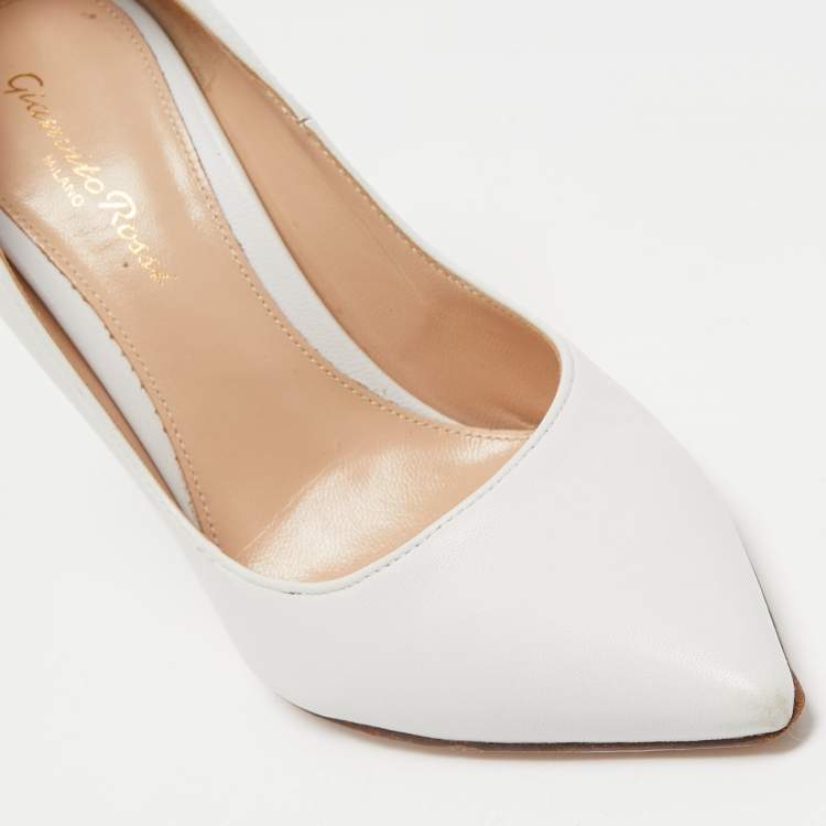 Pre Owned Gianvito Rossi White Leather Pointed Toe Pumps Size 36