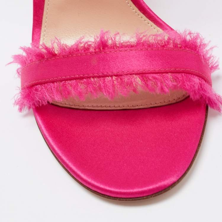 Pre Owned Gianvito Rossi Pink Satin Portofino Fringe Sandals Size 39