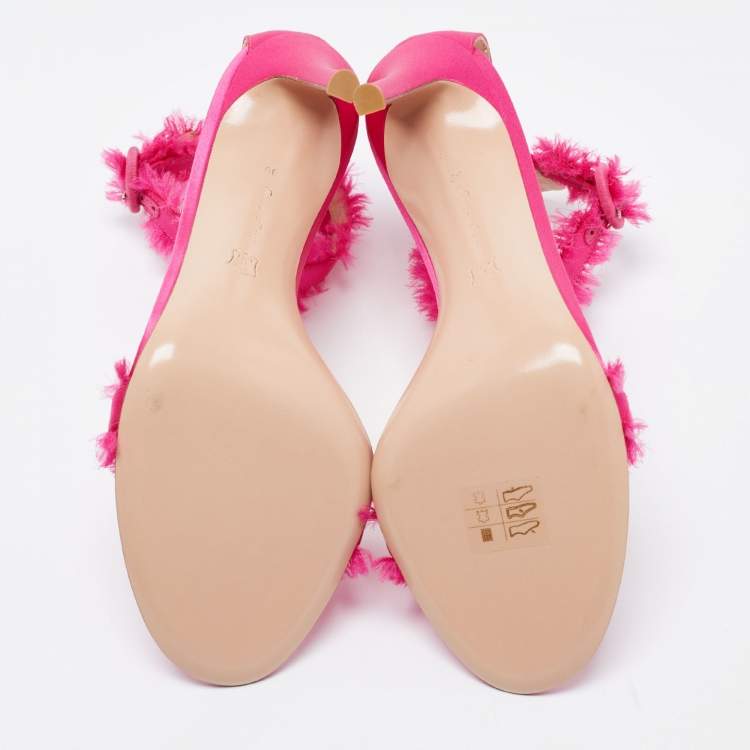 Pre Owned Gianvito Rossi Pink Satin Portofino Fringe Sandals Size 39