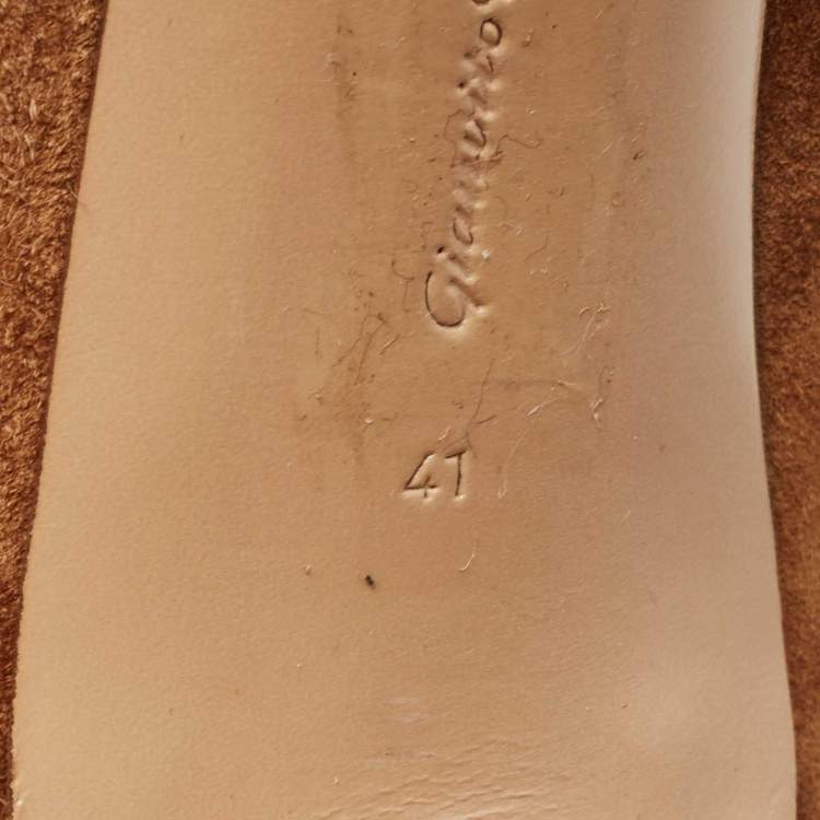 Pre Owned Gianvito Rossi Brown Suede Ankle Booties Size 41