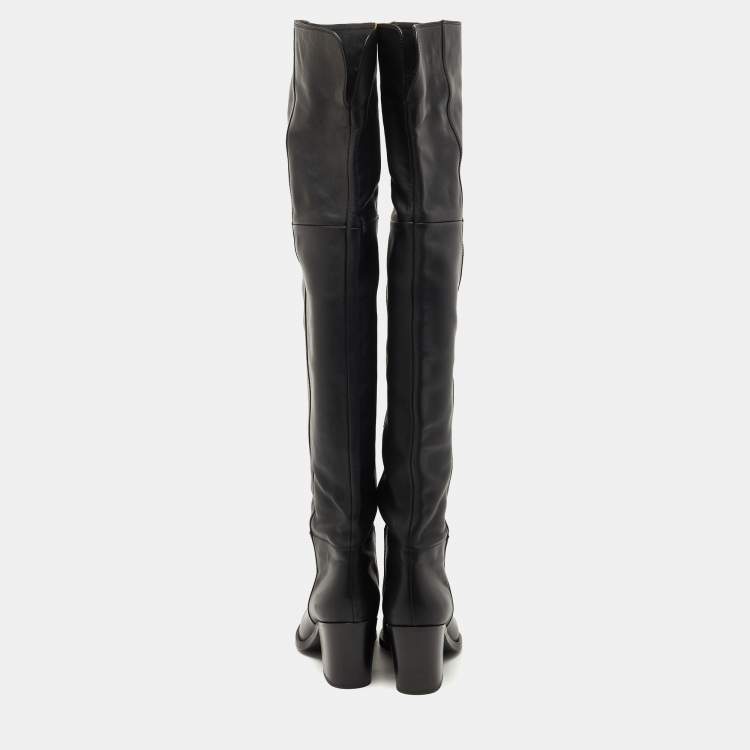 Pre Owned Gianvito Rossi Black Leather Over The Knee Length Boots Size 36