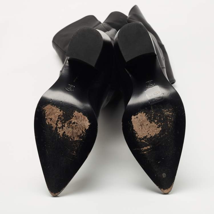 Pre Owned Gianvito Rossi Black Leather Over The Knee Length Boots Size 36