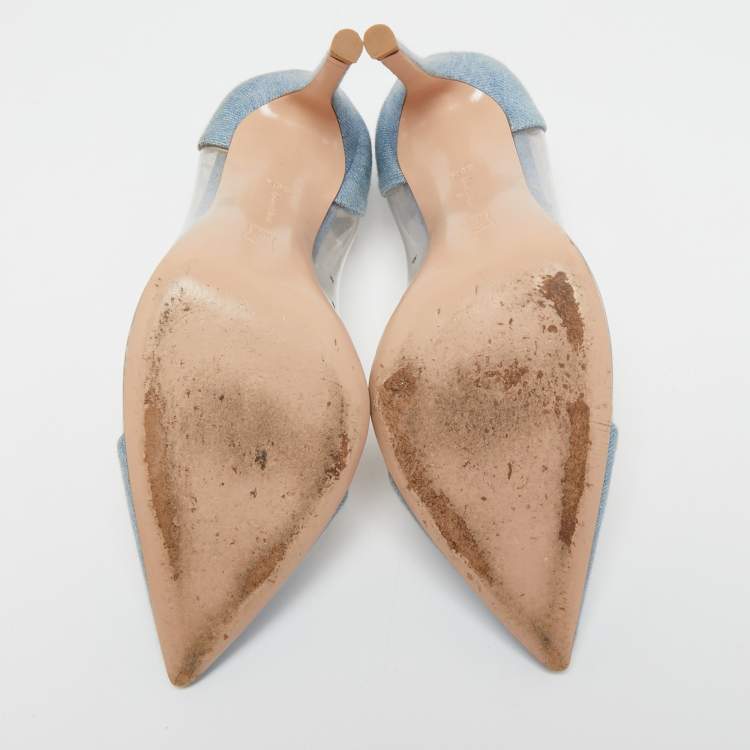 Pre Owned Gianvito Rossi Light Blue Denim and PVC Plexi Pumps Size 36.5