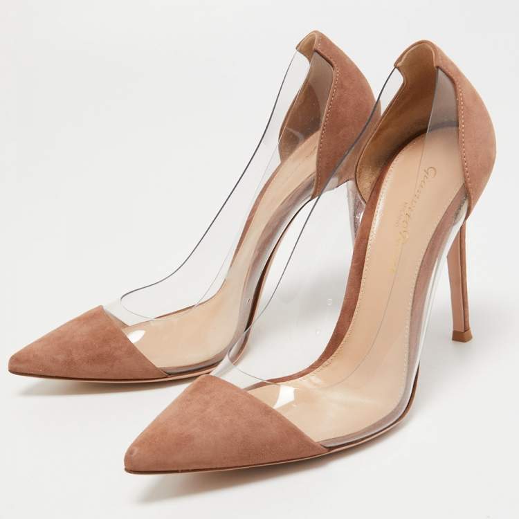 مملوكة مسبقًا Gianvito Rossi Beige Suede and PVC Plexi Pumps Size 37
