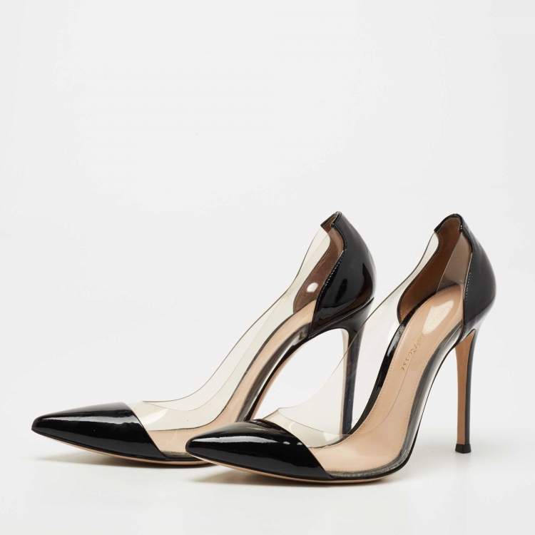مملوكة مسبقًا Gianvito Rossi Black Patent Leather and PVC Plexi Pumps Size 37 