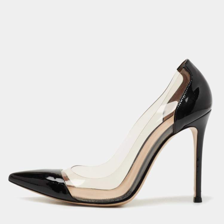 مملوكة مسبقًا Gianvito Rossi Black Patent Leather and PVC Plexi Pumps Size 37 