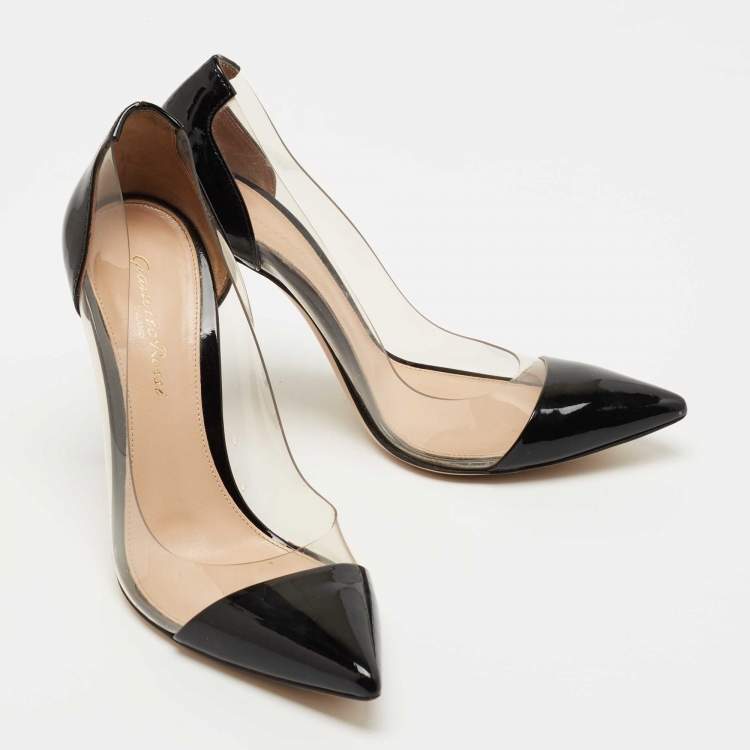 مملوكة مسبقًا Gianvito Rossi Black Patent Leather and PVC Plexi Pumps Size 37 