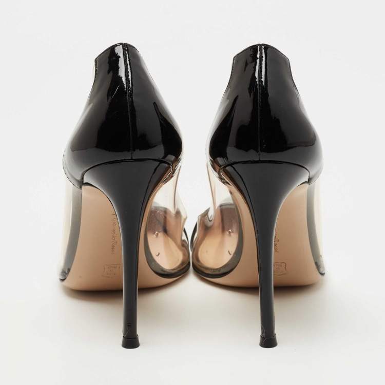 مملوكة مسبقًا Gianvito Rossi Black Patent Leather and PVC Plexi Pumps Size 37 