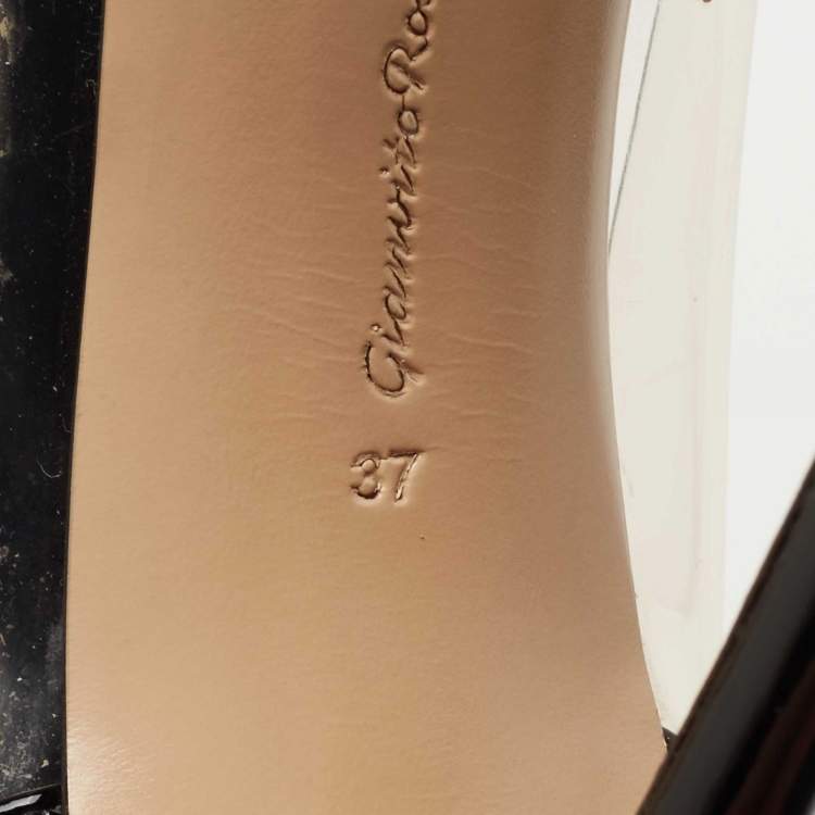 مملوكة مسبقًا Gianvito Rossi Black Patent Leather and PVC Plexi Pumps Size 37 