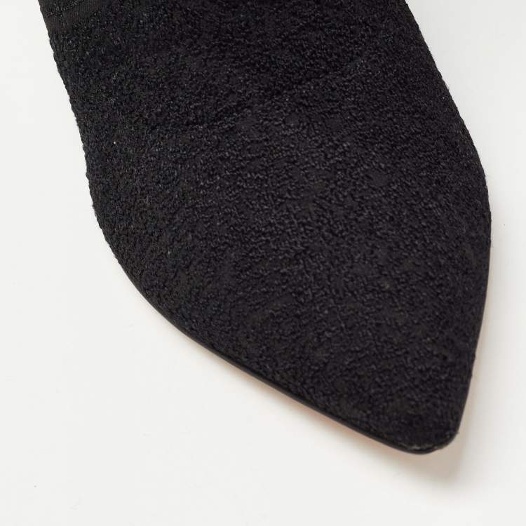 Pre Owned Gianvito Rossi Black Knit Fabric Ankle Boots Size 37.5