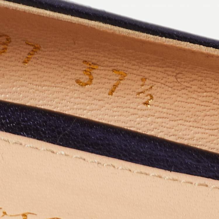 Pre Owned Gianvito Rossi Metallic Navy Blue Leather Pointed Toe Pumps Size 37.5