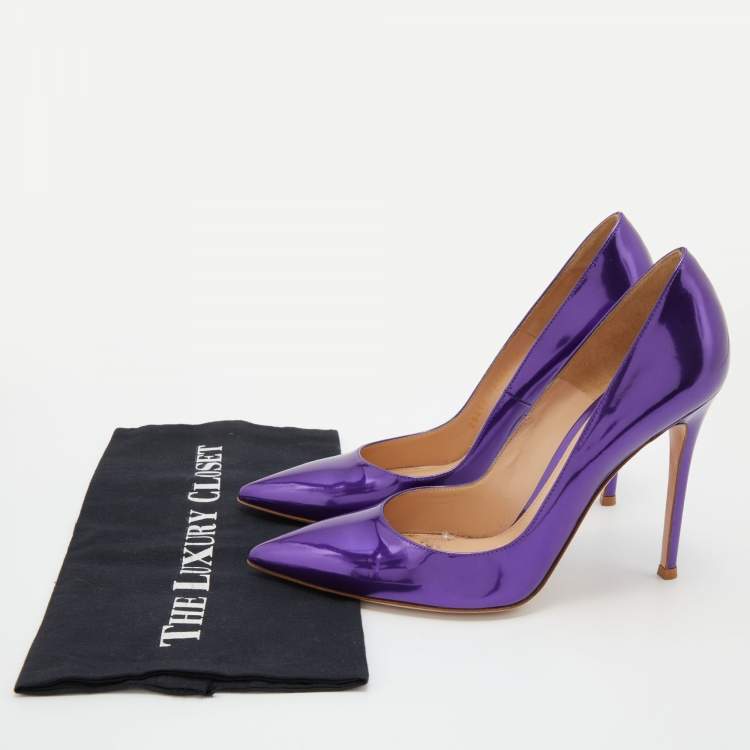 Pre Owned Gianvito Rossi Purple Patent Leather Pointed Toe Pumps Size 40