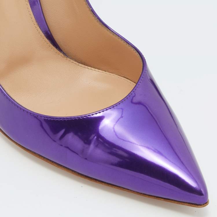 Pre Owned Gianvito Rossi Purple Patent Leather Pointed Toe Pumps Size 40