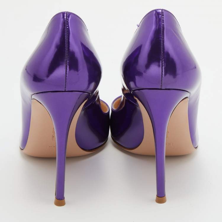Pre Owned Gianvito Rossi Purple Patent Leather Pointed Toe Pumps Size 40