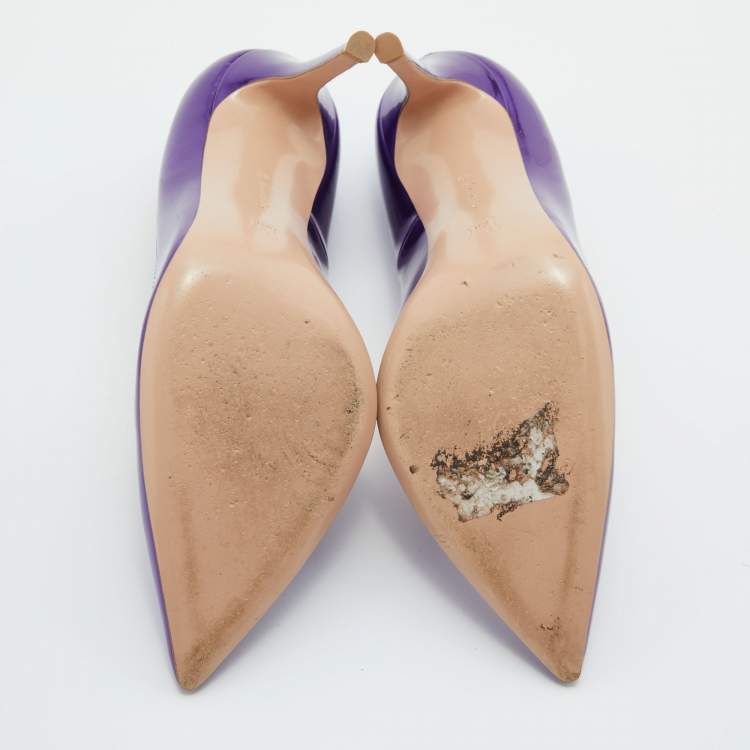 Pre Owned Gianvito Rossi Purple Patent Leather Pointed Toe Pumps Size 40