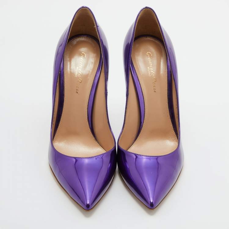 Pre Owned Gianvito Rossi Purple Patent Leather Pointed Toe Pumps Size 40