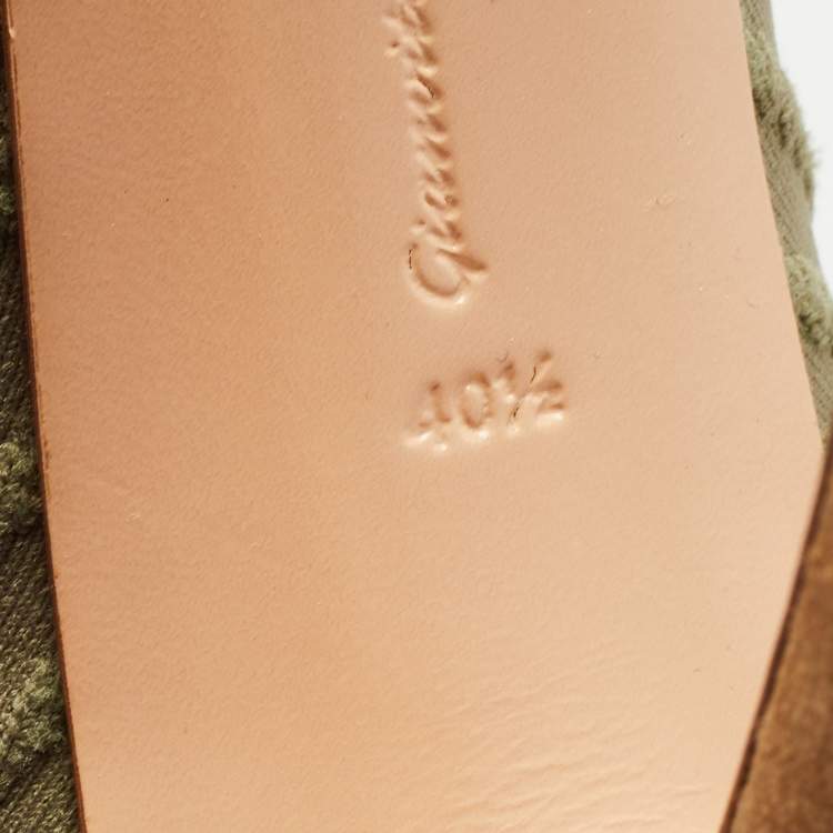 Pre Owned Gianvito Rossi Two Tone Knit Fabric and Suede Katie Ankle Booties Size 40.5