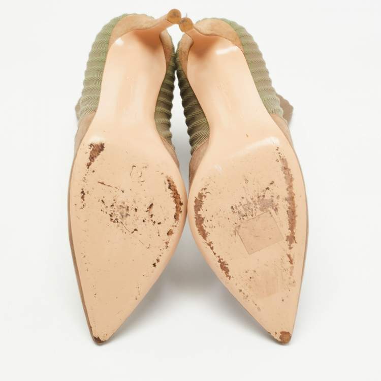 Pre Owned Gianvito Rossi Two Tone Knit Fabric and Suede Katie Ankle Booties Size 40.5