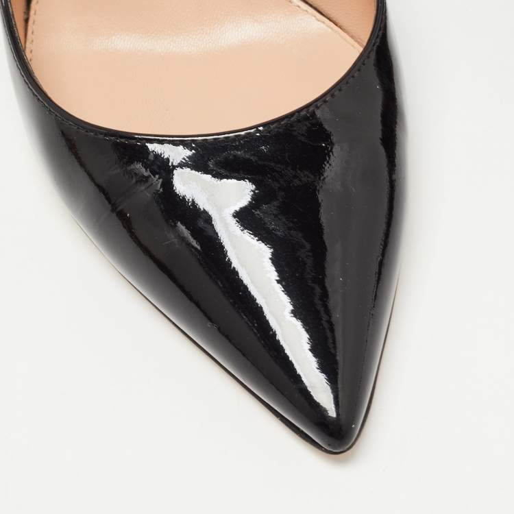 Pre Owned Gianvito Rossi Black Patent Leather Pointed Toe Pumps Size 37