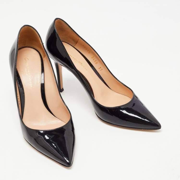 Pre Owned Gianvito Rossi Black Patent Leather Pointed Toe Pumps Size 37