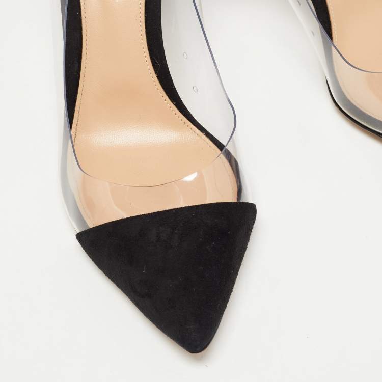 Pre Owned Gianvito Rossi Black Suede and PVC Plexi Pumps Size 41