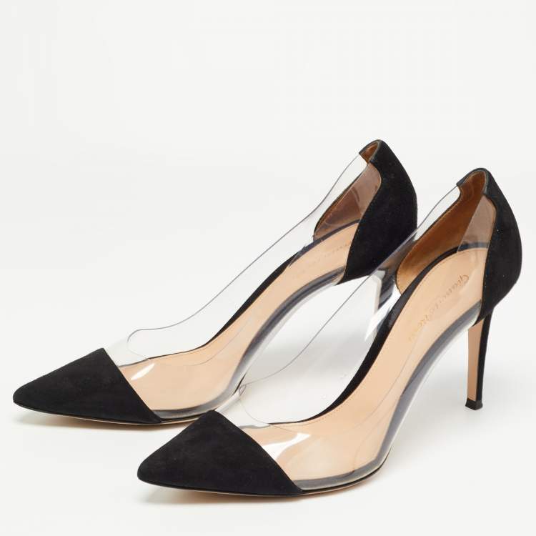 Pre Owned Gianvito Rossi Black Suede and PVC Plexi Pumps Size 41