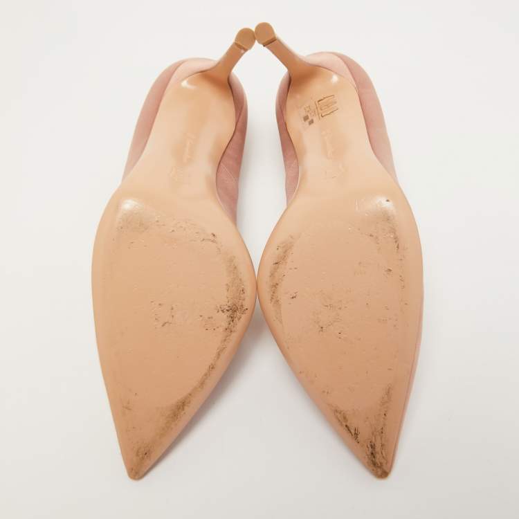 Pre Owned Gianvito Rossi Pink Satin Pointed Toe Pumps Size 38