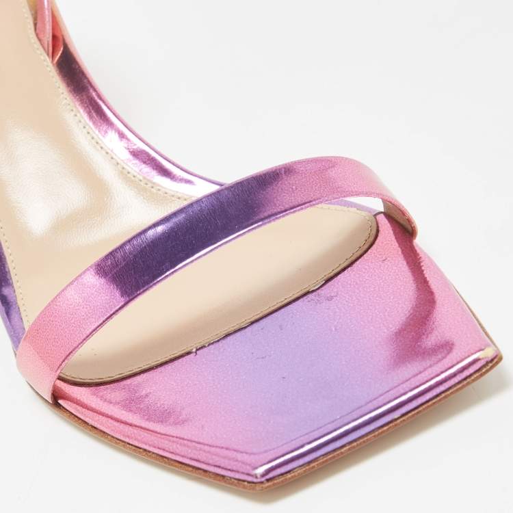 Pre Owned Gianvito Rossi Multicolor Leather Ribbon Slingback Sandals Size 40