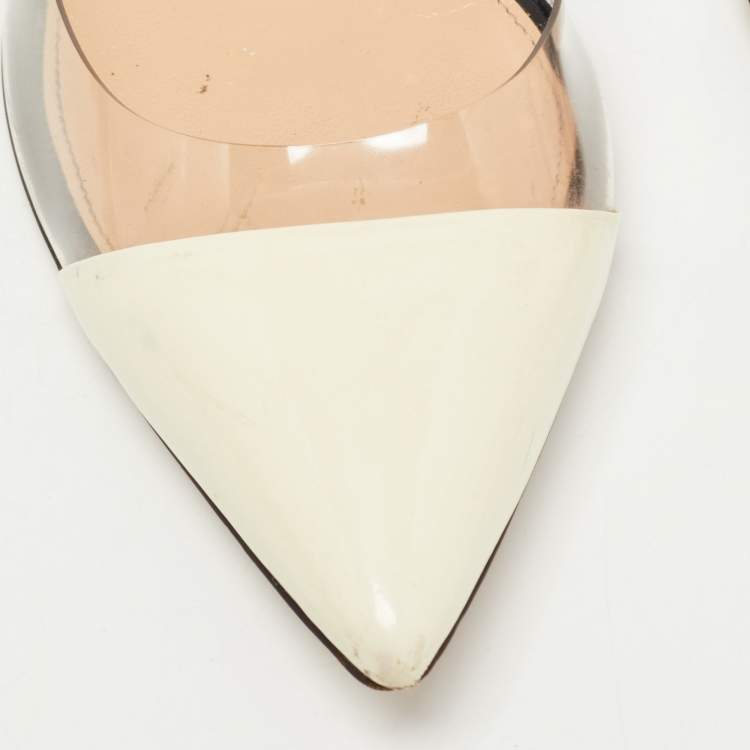 Pre Owned Gianvito Rossi Multicolor PVC and Patent Plexi Pumps Size 39.5