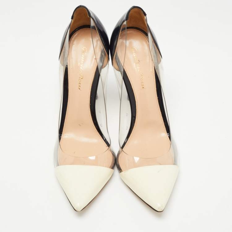 Pre Owned Gianvito Rossi Multicolor PVC and Patent Plexi Pumps Size 39.5