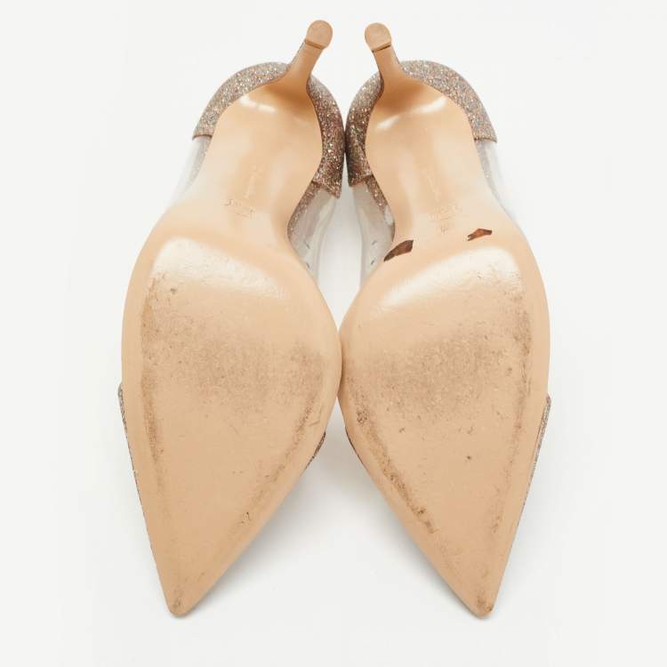 Pre Owned Gianvito Rossi Multicolor Glitter and PVC Plexi Pumps Size 39