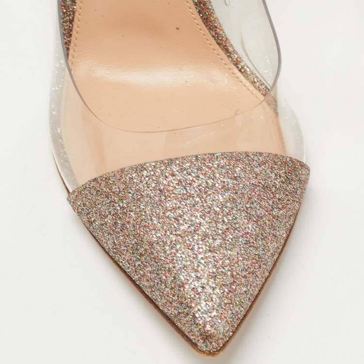 Pre Owned Gianvito Rossi Multicolor Glitter and PVC Plexi Pumps Size 39