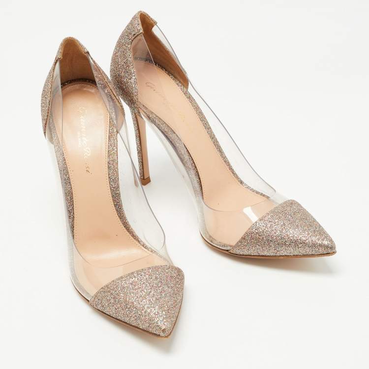 Pre Owned Gianvito Rossi Multicolor Glitter and PVC Plexi Pumps Size 39