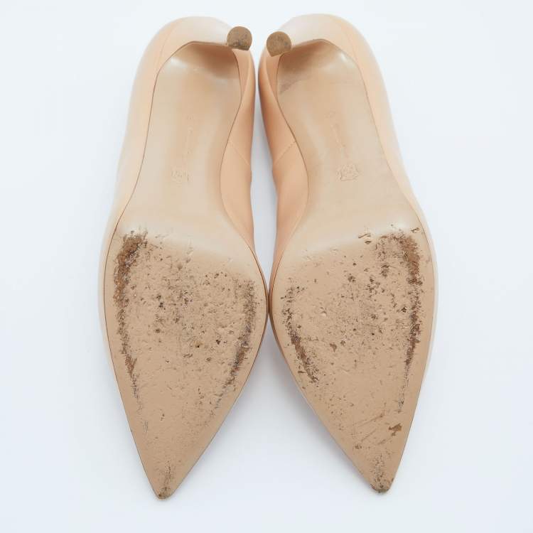 Pre Owned Gianvito Rossi Beige Leather Pointed Toe Pumps Size 40