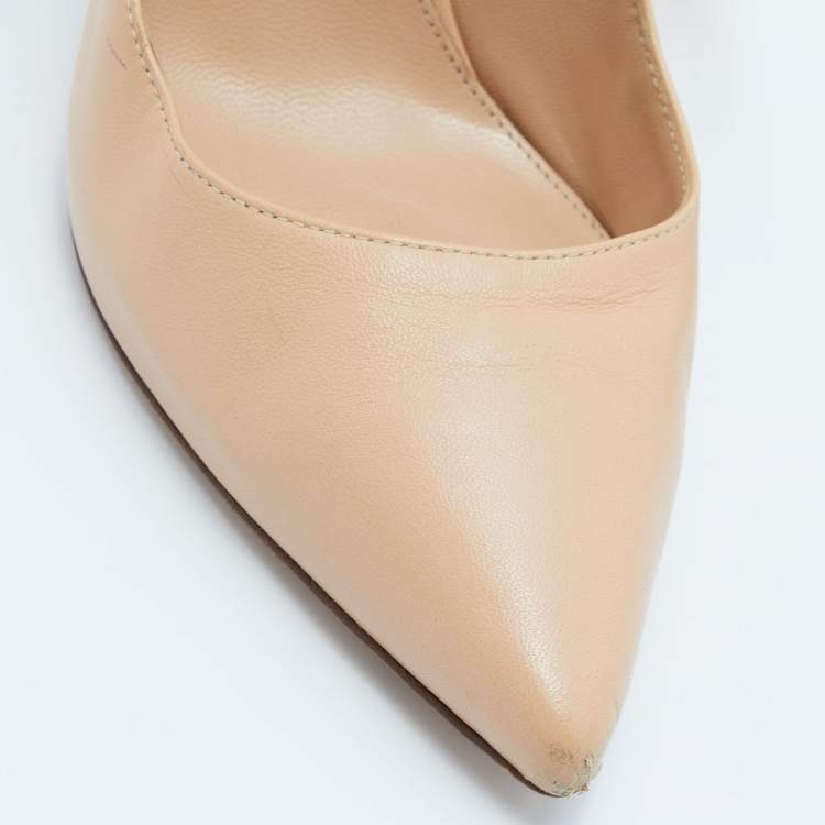 Pre Owned Gianvito Rossi Beige Leather Pointed Toe Pumps Size 40