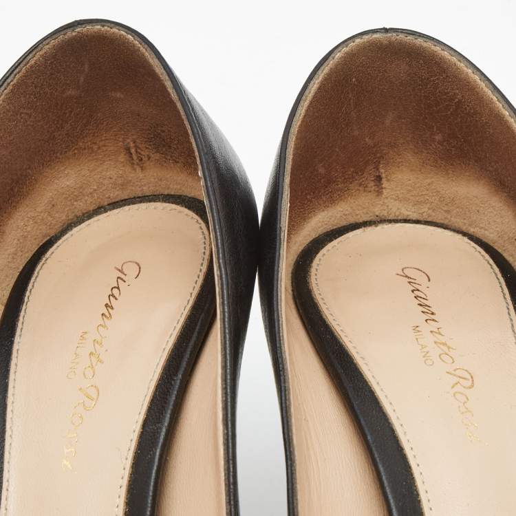 Pre Owned Gianvito Rossi Black Leather Pointed Toe Pumps Size 36