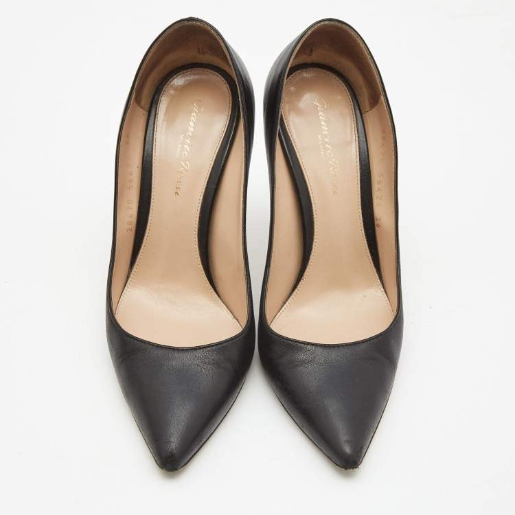 Pre Owned Gianvito Rossi Black Leather Pointed Toe Pumps Size 36