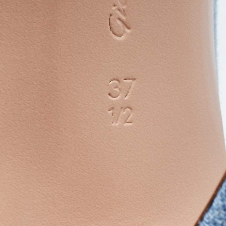 Pre Owned Gianvito Rossi Blue Denim Vamp Peep Toe Booties Size 37.5