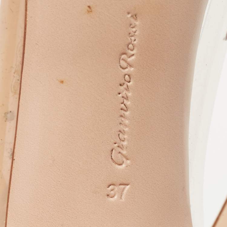 Pre Owned Gianvito Rossi Beige PVC and Patent Plexi Pumps Size 37