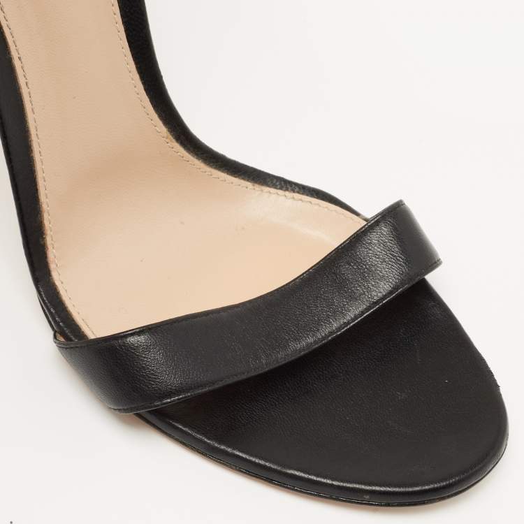 Pre Owned Gianvito Rossi Black Leather Portofino Ankle Strap Sandals Size 40