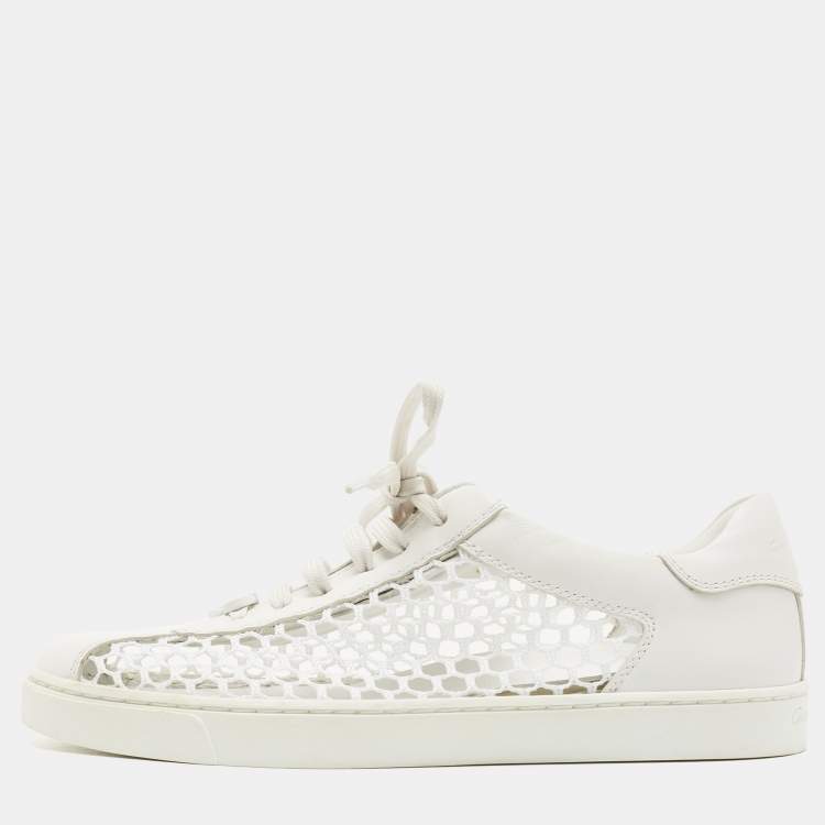 مملوكة مسبقًا Gianvito Rossi White Leather and Fish Net Panel Low Top Sneakers Size 36