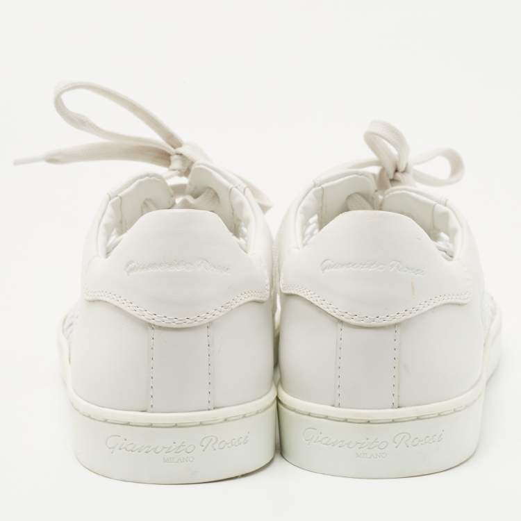 مملوكة مسبقًا Gianvito Rossi White Leather and Fish Net Panel Low Top Sneakers Size 36
