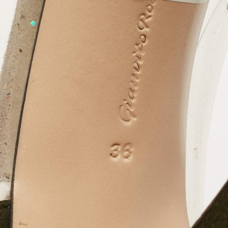 Pre Owned Gianvito Rossi Black/Green Suede and  PVC Plexi Platform Pumps Size 36