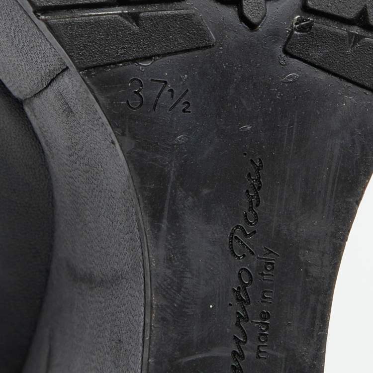 Pre Owned Gianvito Rossi Black Leather Tassel Wedge Pumps Size 37.5