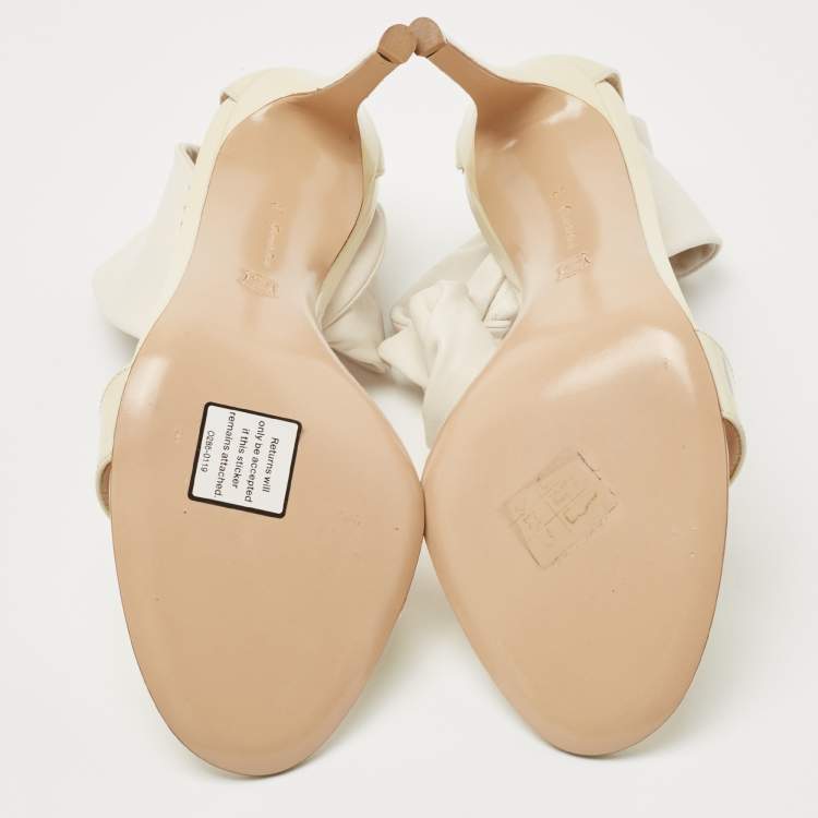 Pre Owned Gianvito Rossi Beige/Cream Patent Leather Ankle Strap Sandals Size 38