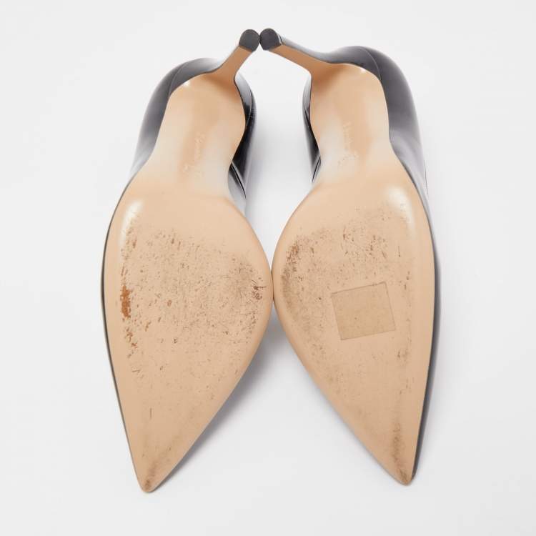 Pre Owned Gianvito Rossi Black Patent Leather Pointed Toe Pumps Size 38