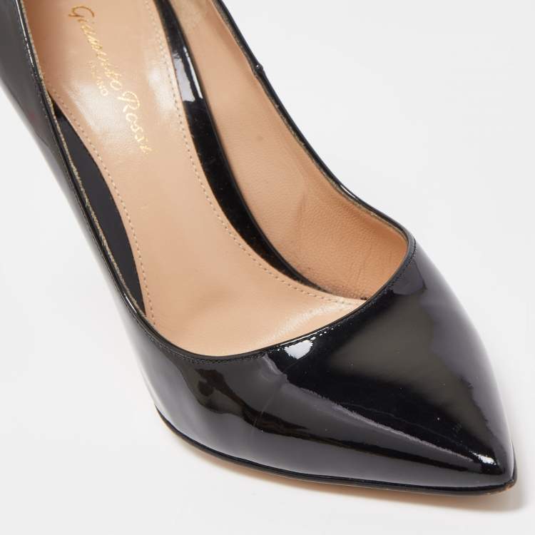 Pre Owned Gianvito Rossi Black Patent Leather Pointed Toe Pumps Size 38