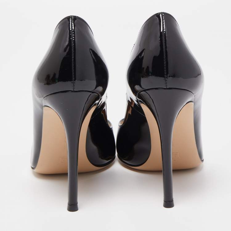 Pre Owned Gianvito Rossi Black Patent Leather Pointed Toe Pumps Size 38